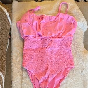 ASOS Pink Ruched One-Piece Swimsuit